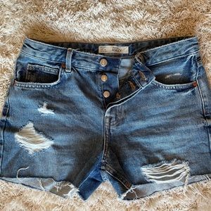 Topshop Moto Ashley distressed denim shorts